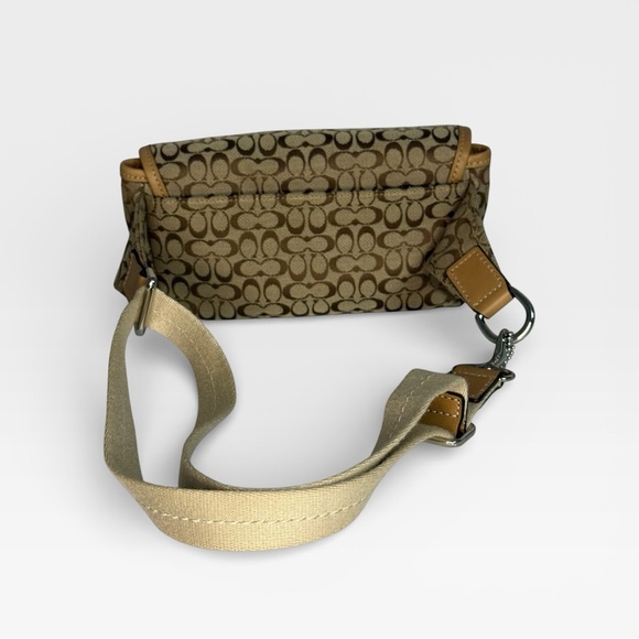 Coach Vintage Signature Jacquard Belt Bag Crossbody Tan Leather Y2K - Picture 6 of 10